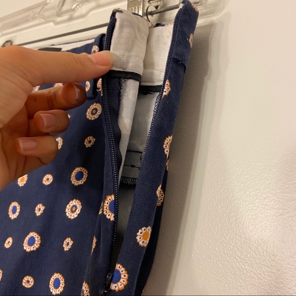 J Crew Minnie Dress Pant Navy Foulard Print Sz 0 - Picture 5 of 11